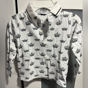 Dolce & Gabbana White Crown Print Polo